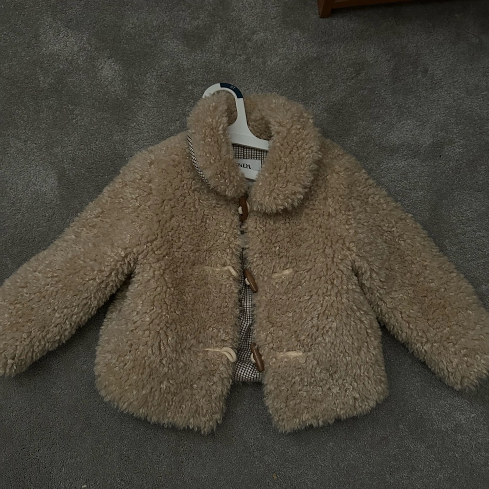 Zara Tan Fleece Kids Puffer Jacket